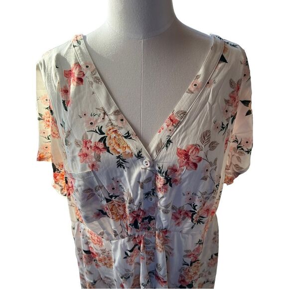 Torrid Ivory Floral Challis Mini Shirt Dress Size 4X NWT - Picture 5 of 9